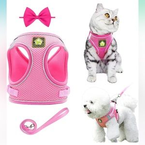 🆕 Love Has support pink pet harness & bow tie